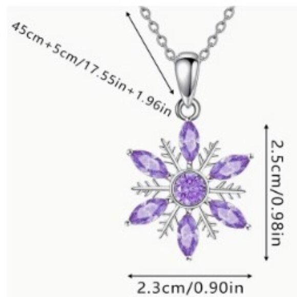 Snowflake Pendant Necklace - Minimalist Alloy w/ Acrylic & White K Gold Plating - Picture 4 of 4